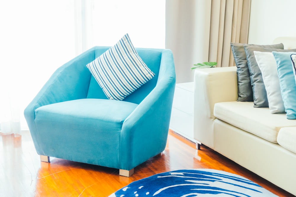 almohada sofá moderno azul